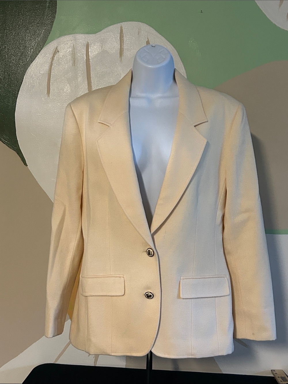 Pendleton Vintage 100% Wool Button Front Blazer Cream Ivory Womens Size 10